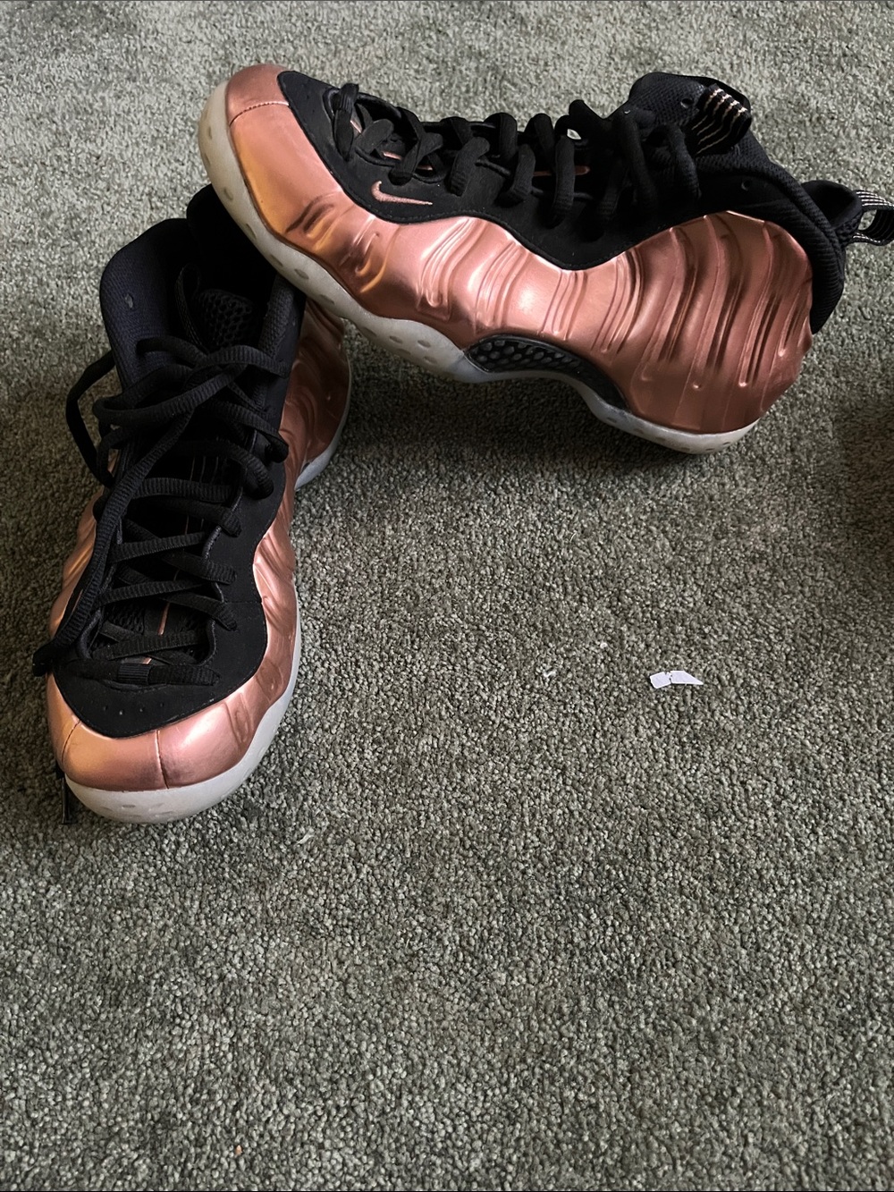 Metallic Copper Gold Foamposite Sneakers with Black Upper